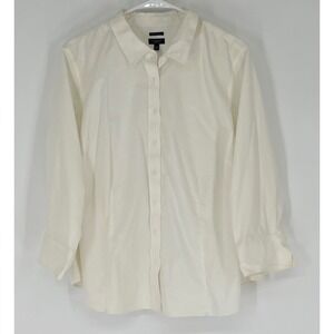 TALBOTS Button Down Shirt Women 18WP White Wrinkle Resistant Long Sleeve Classic